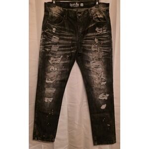 Born Fly Men's Distressed Paint Splattered Jeans Size 38x34